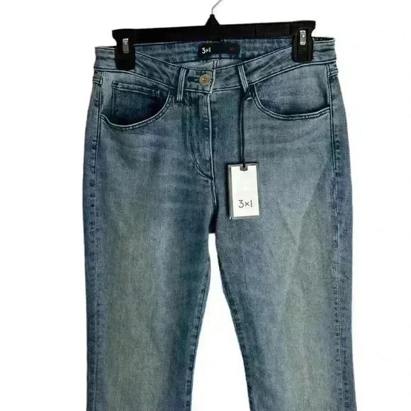 3x1 NYC Women's Jeans Armada Mid Bell in Light Wash Slim Raw Hem USA size 27 - Picture 3 of 10